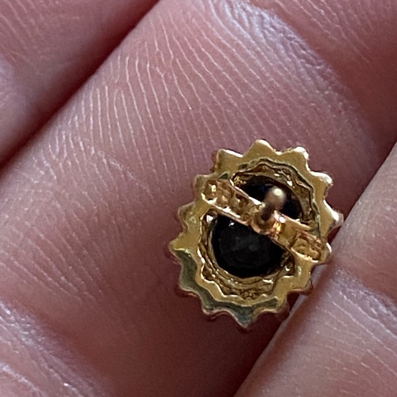 12k Gold Genuine Sapphire Diamond & Sterling Silver Red Envelope Earrings - Picture 7 of 9